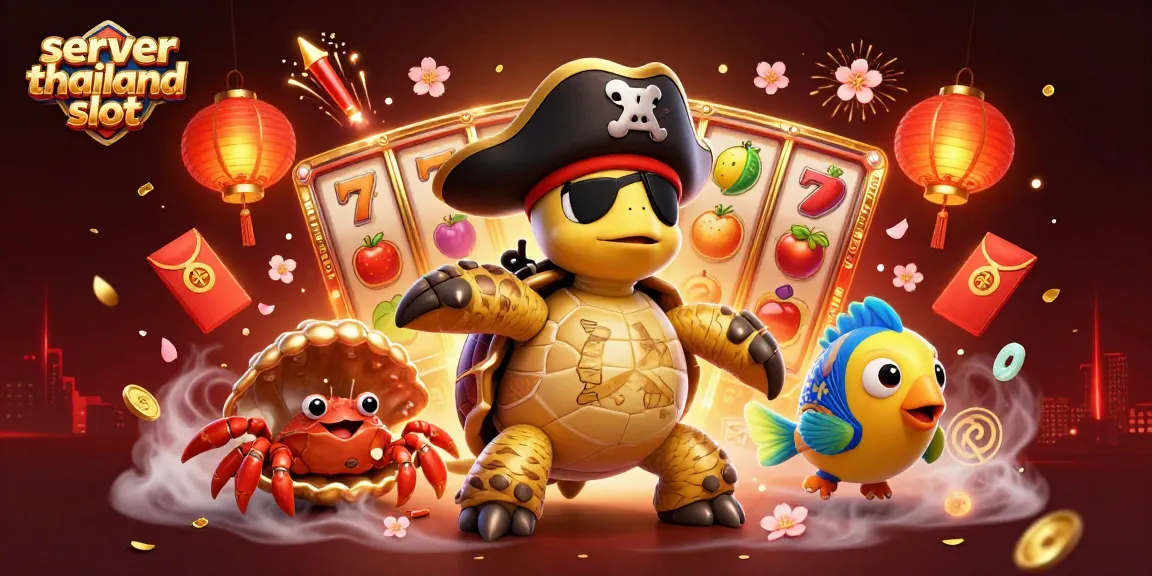 Spin and win at server thailand slot with an exciting 3D casino illustration featuring colorful characters and slot elements.