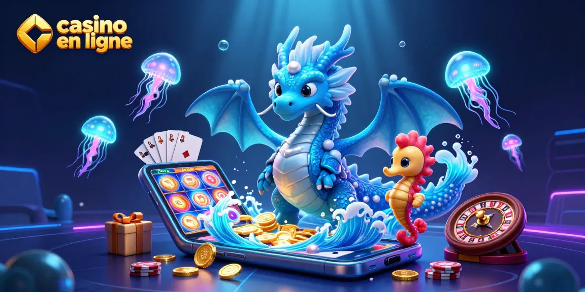 Jouez au casino en ligne avec ce dragon océanique, seigneur des jeux, et un chevalier hippocampe.