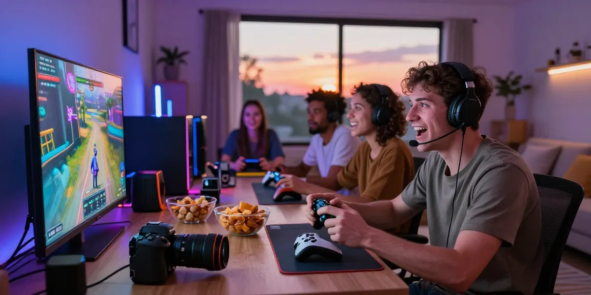 Pengalaman bermain game online di BATIK88, dengan teman-teman di ruang tamu yang cerah dan seru.