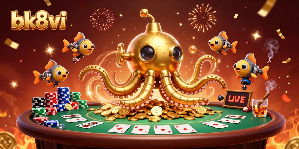 Experience thrilling gameplay at bk8vi with a vibrant poker scene amidst golden coins.