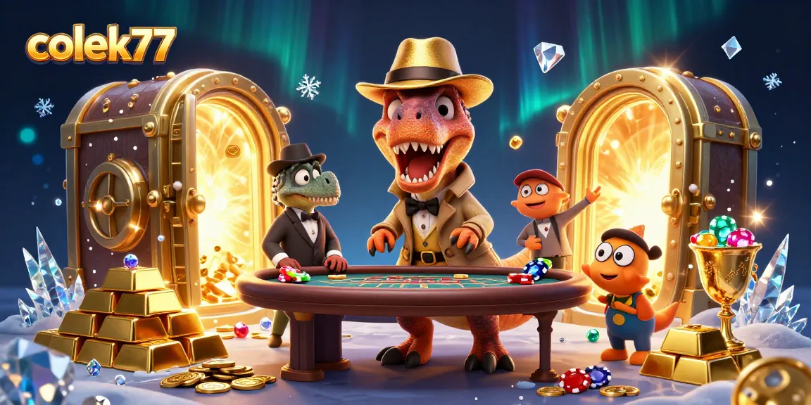 Experience thrilling gameplay with colek77 in a vibrant 3D casino scene featuring unique characters and rich visuals.