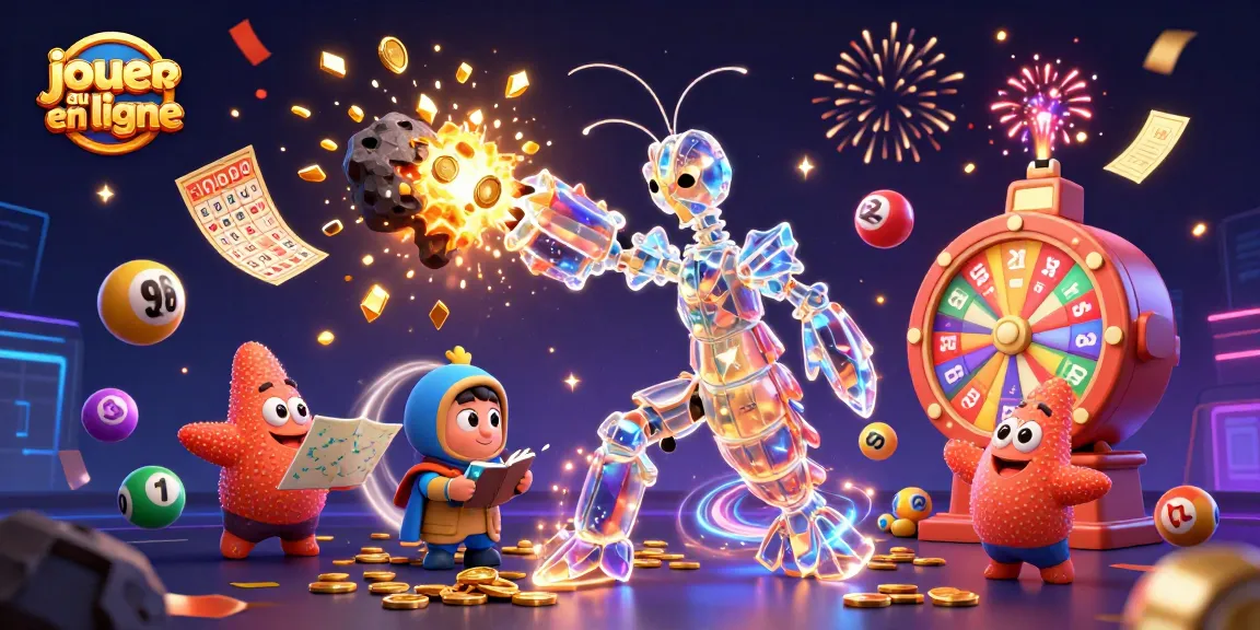 Jouer au casino en ligne avec des personnages de jeu colorés et des éléments de casino, créant une scène dynamique.