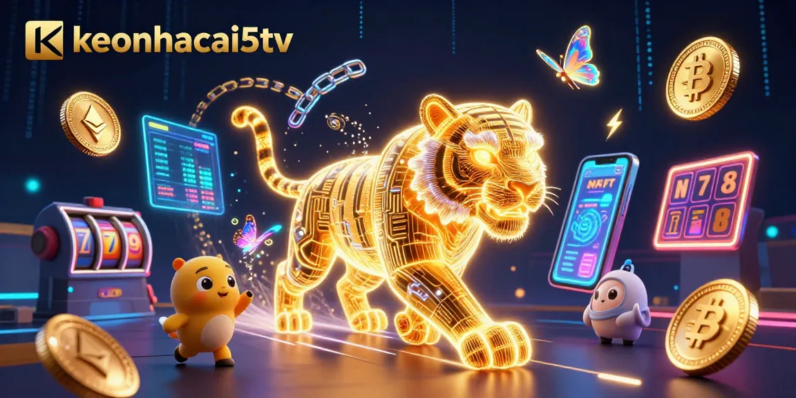 Experience the vibrant energy of keonhacai5tv with a neon tiger in a thrilling casino setting.