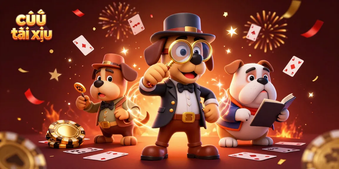 Engage in cầu tài xỉu strategies with a detective scene showcasing clues and symbols of gambling excitement.