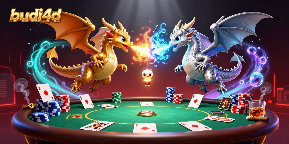 Experience thrilling gameplay with budi4d as dragons battle amidst poker elements and vibrant casino settings.