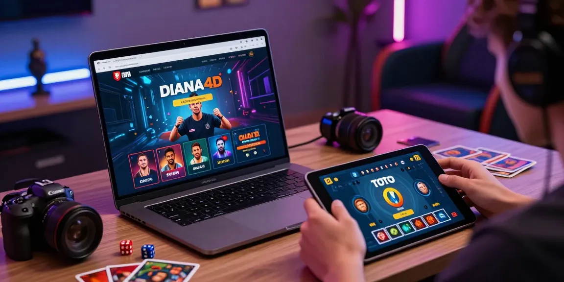 Platform DIANA4D dengan pemain menikmati pengalaman Toto Online di laptop dan tablet.