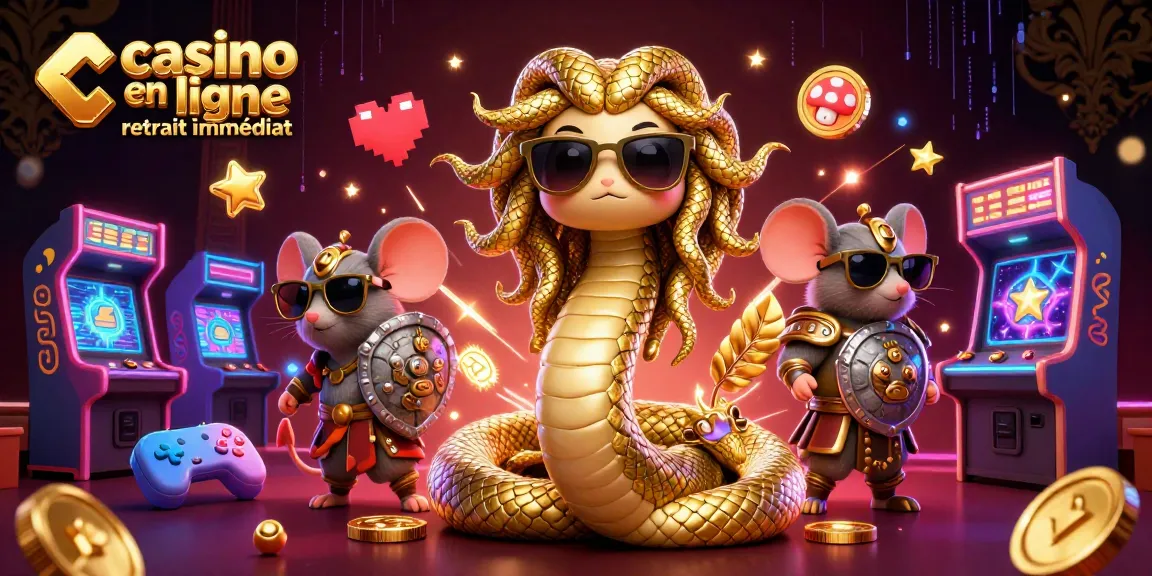 Découvrez le dynamisme du casino en ligne retrait immédiat avec Medusa et un guerrier dans un décor captivant.