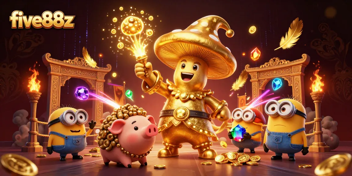 Experience amazing wins with five88z as magical characters discover treasures in a vibrant casino.