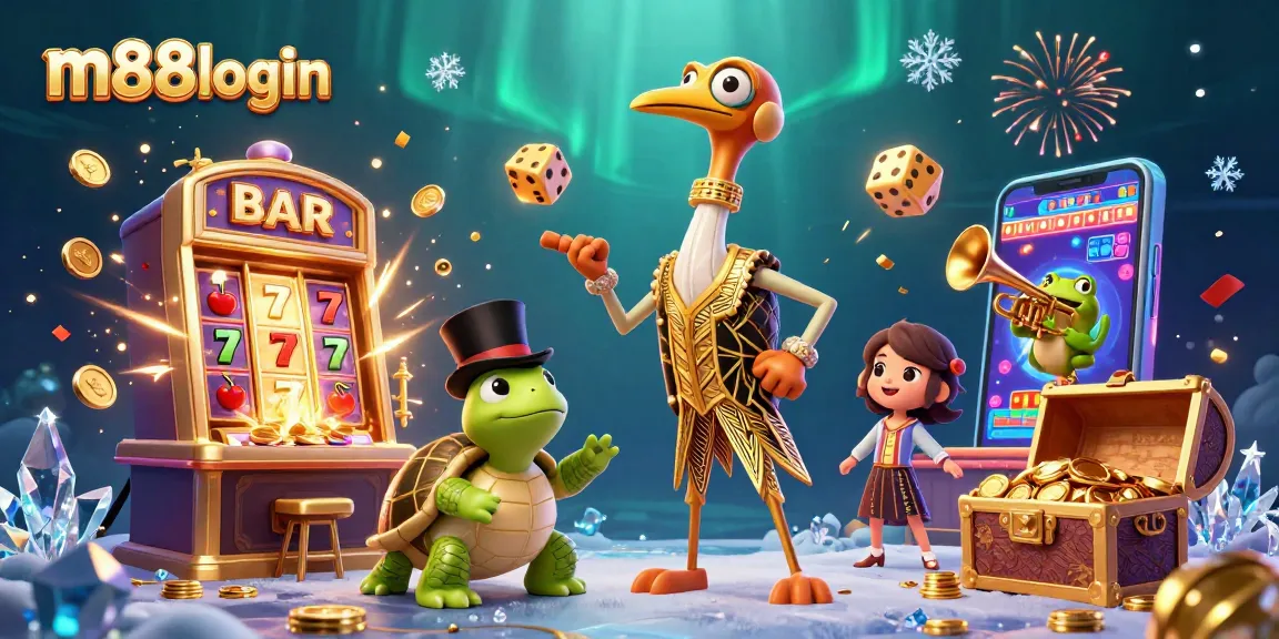Experience the excitement at m88login with vibrant 3D casino characters and dynamic game elements.