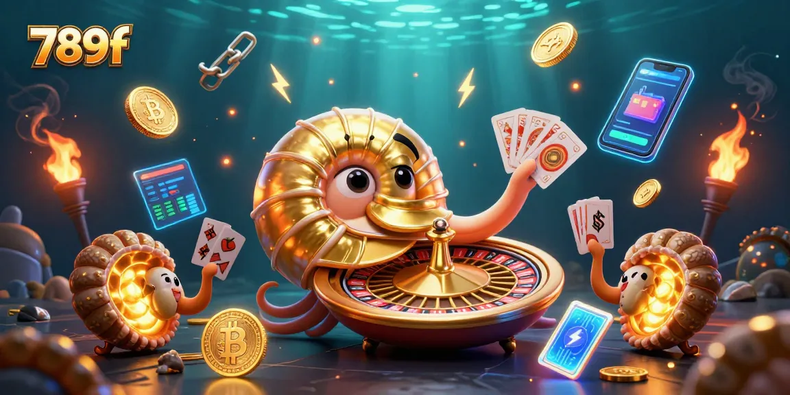 Experience thrilling gaming action with 789f's vibrant casino-themed 3D illustration, showcasing a unique roulette wheel structure.
