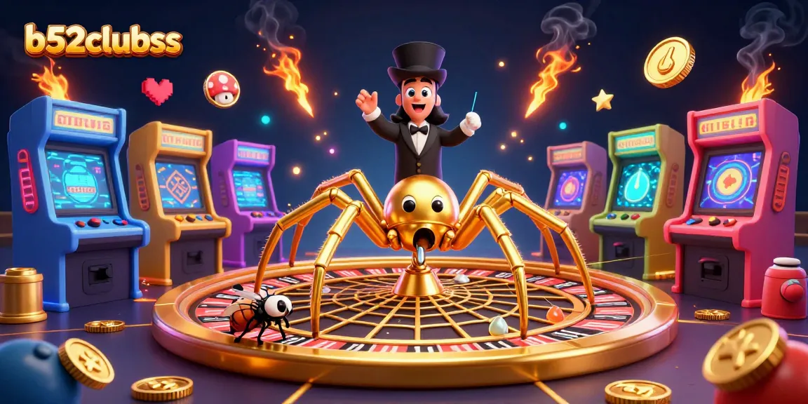 Bet big at b52clubss with a thrilling 3D casino scene featuring diverse characters and vibrant game elements.