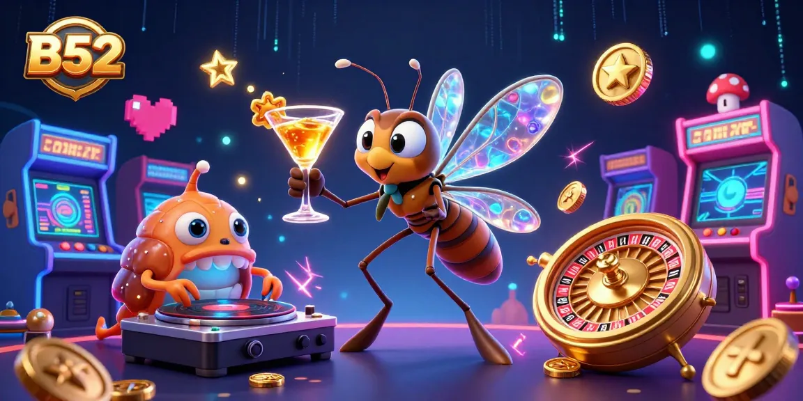 B52 players revel in an exhilarating casino scene, featuring a golden roulette wheel and vibrant game elements.