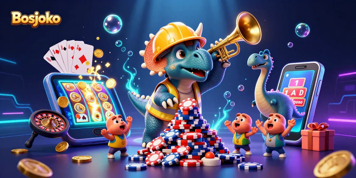 Engage with Bosjoko's exciting gaming scene featuring vibrant slot games and dynamic characters.