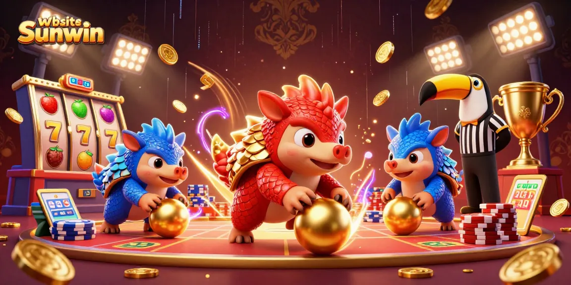 Experience exciting gameplay at Website Sunwin with dynamic pangolin mascots in a thrilling poker setting.