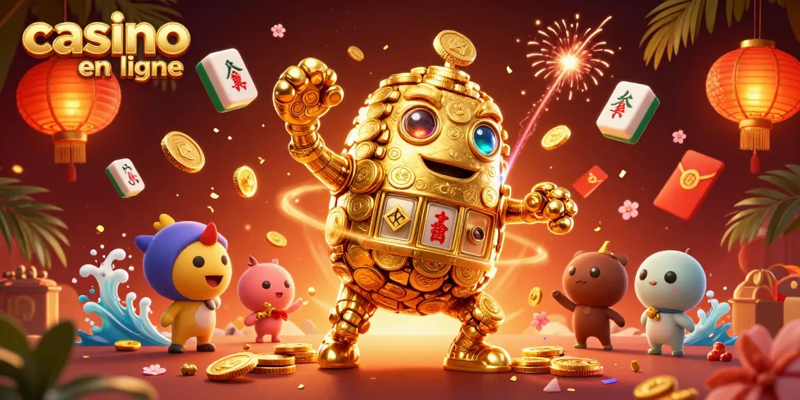 Profitez de l'expérience de casino en ligne avec un golem doré et des éléments de jeu animés.