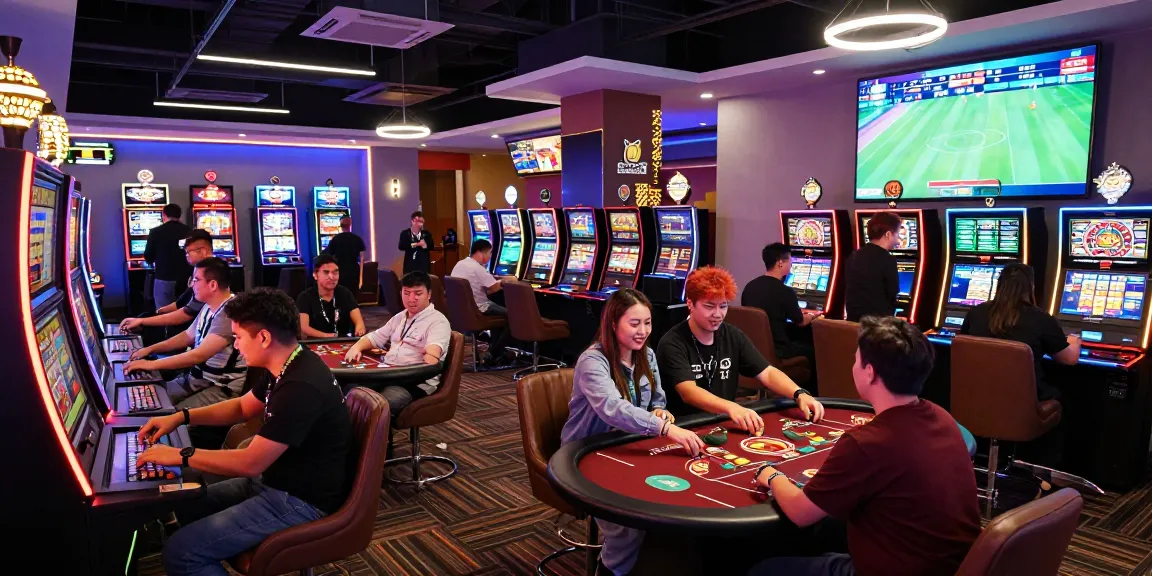 Vibrant casino ambiance showcasing MBM娛樂 gaming excitement with players and dealers