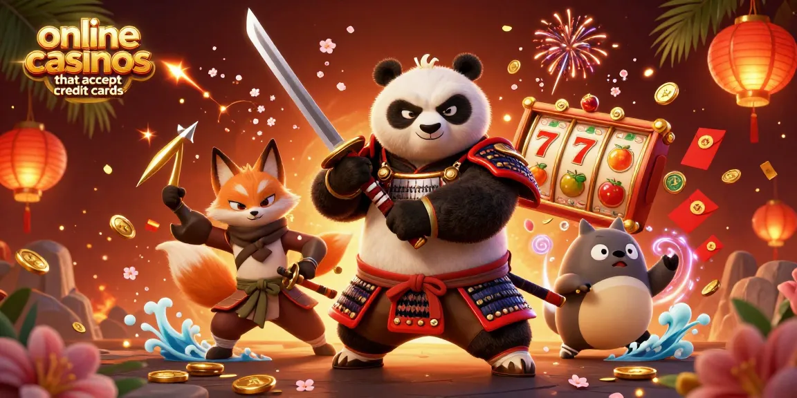 Experience exciting gameplay at online casinos that accept credit cards with dynamic 3D illustrations featuring vibrant characters and game elements.