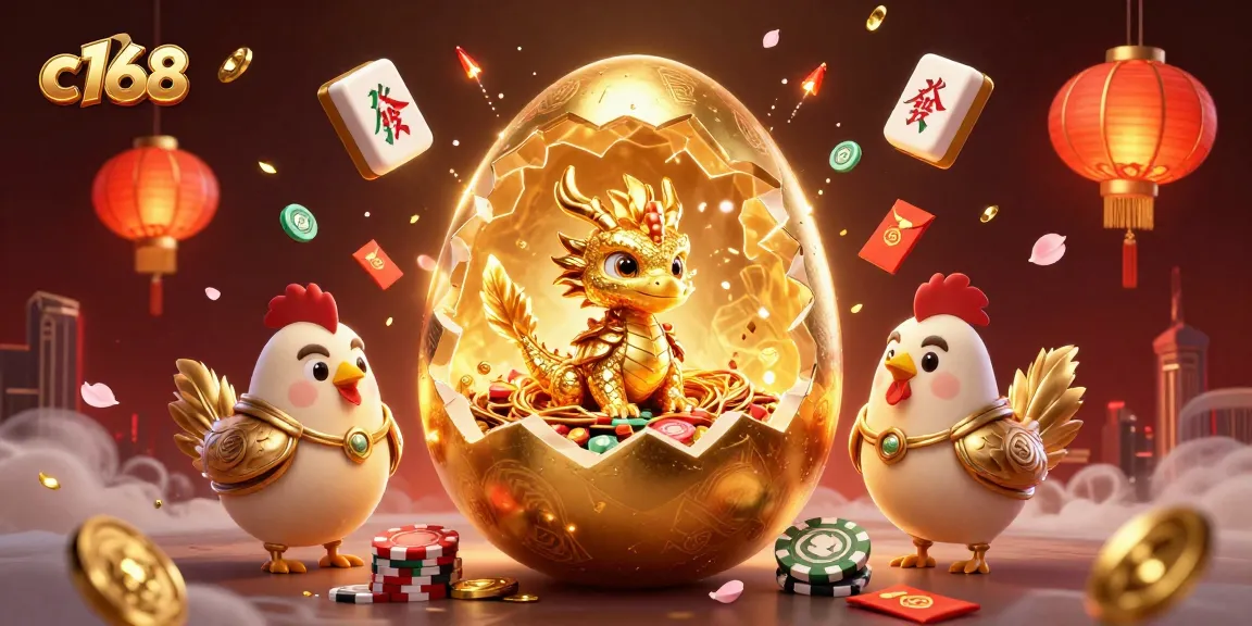 Engage with the thrilling world of c168 Casino featuring a dynamic golden dragon and poker chips.