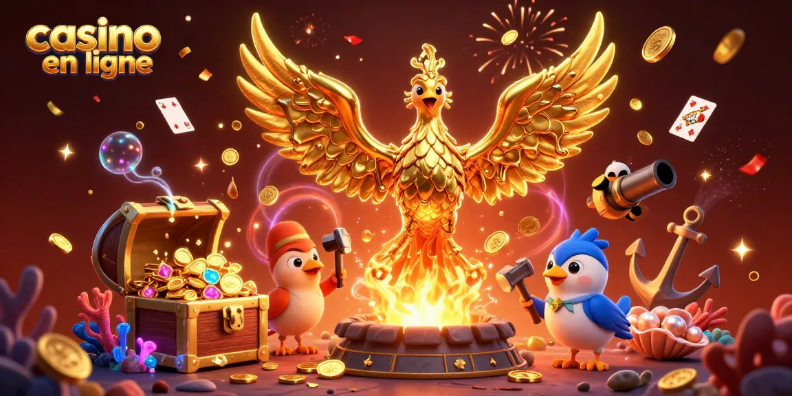 Gagnez aux machines à sous dans un casino en ligne avec un phénix doré vibrant
