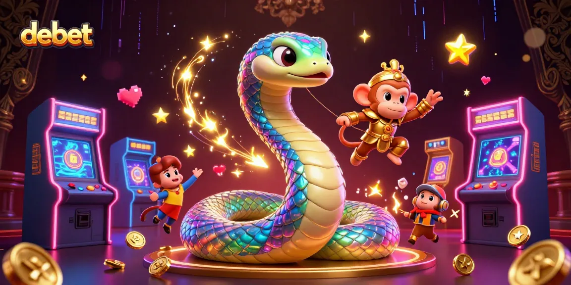 Engage with debet gaming in a dynamic 3D casino scene featuring vivid animations and colorful game machines.