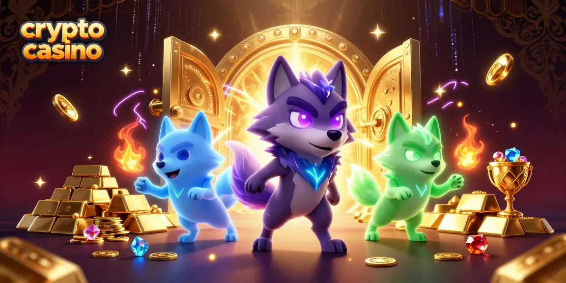 Image d'un casino crypto avec un pack de loups fantômes et des trésors étincelants