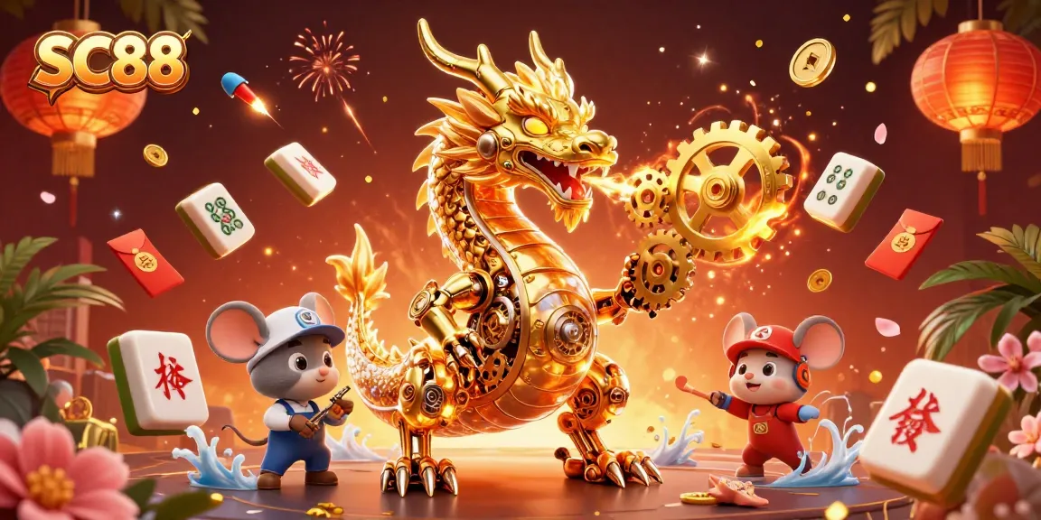 Experience thrilling action at SC88 featuring a golden dragon and dynamic casino elements.