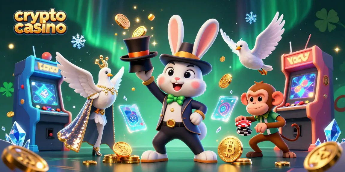 Jeux de casino crypto captivants avec un magicien et des pièces en or, plongée dans une ambiance dynamique.