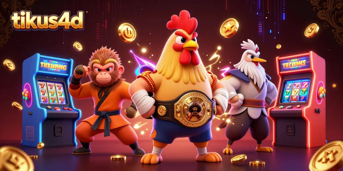 Engage with tikus4d at a vibrant casino scene featuring Muay Thai rooster and martial artists.