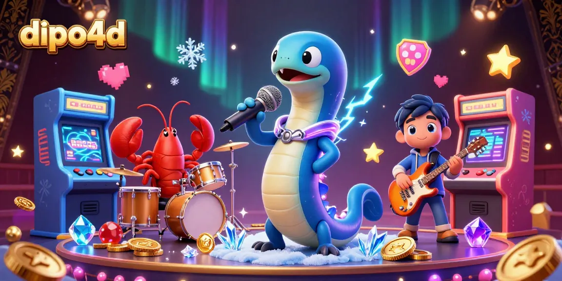Dive into the electrifying world of dipo4d as characters celebrate winning moments in a vibrant underwater casino.