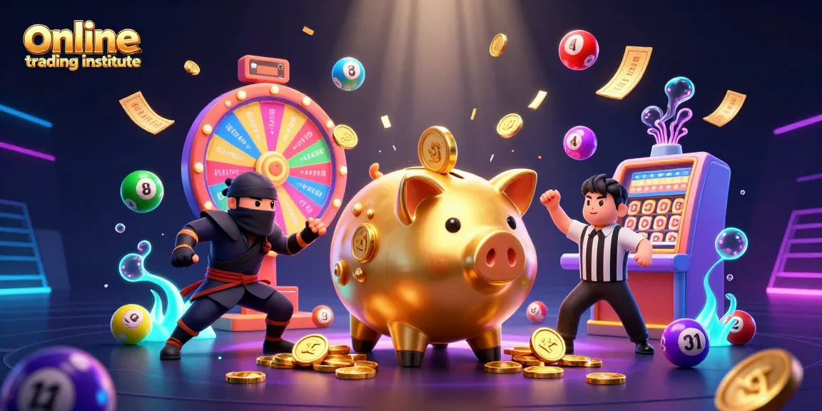 Experience excitement at the online trading institute with dynamic gambling elements and vibrant characters.