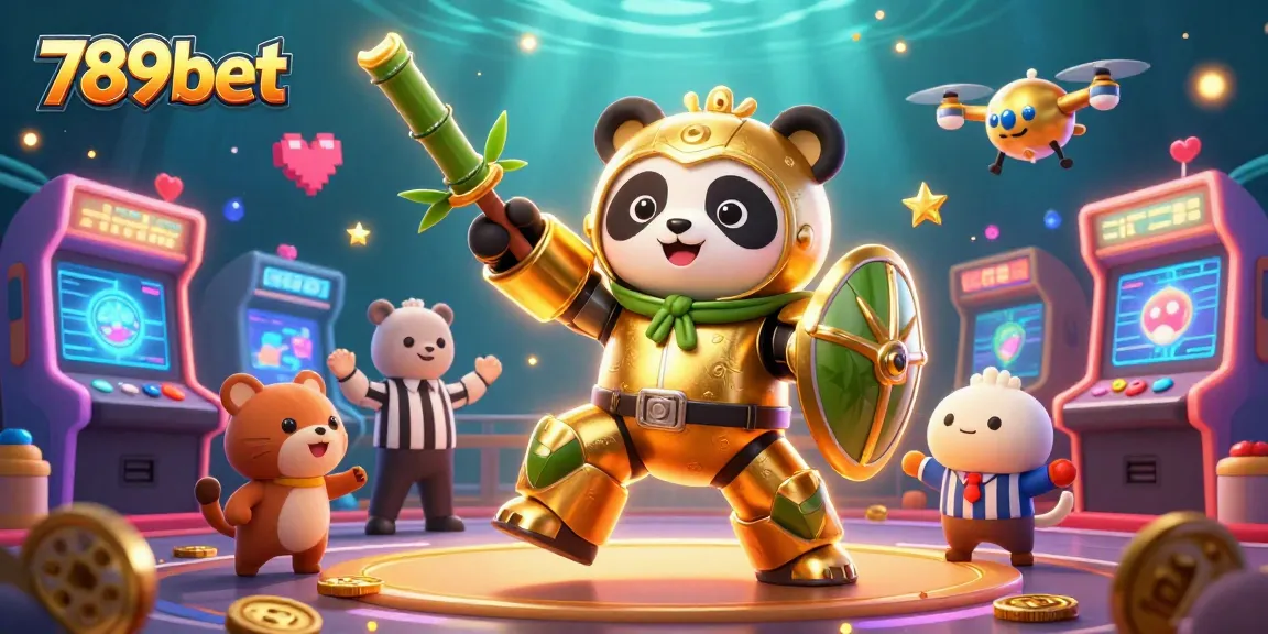 Engage with 789bet’s vibrant 3D illustration showcasing a mech-suit panda in a dynamic gaming arena.