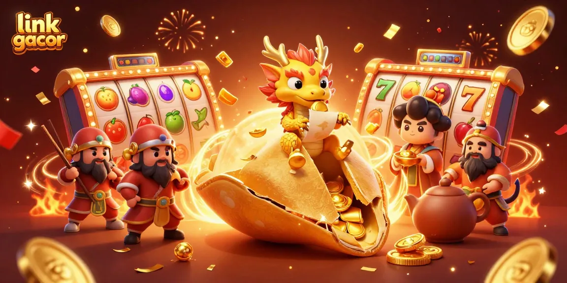 Experience thrilling gameplay with link gacor in a vibrant 3D casino scene featuring a golden fortune cookie.