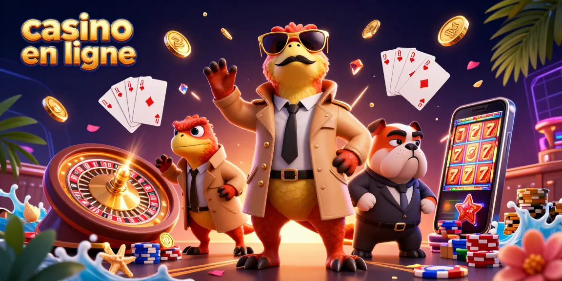 Les raptors déguisés en homme tentent d'entrer dans un casino en ligne VIP, entourés de jetons et de pièces d'or.