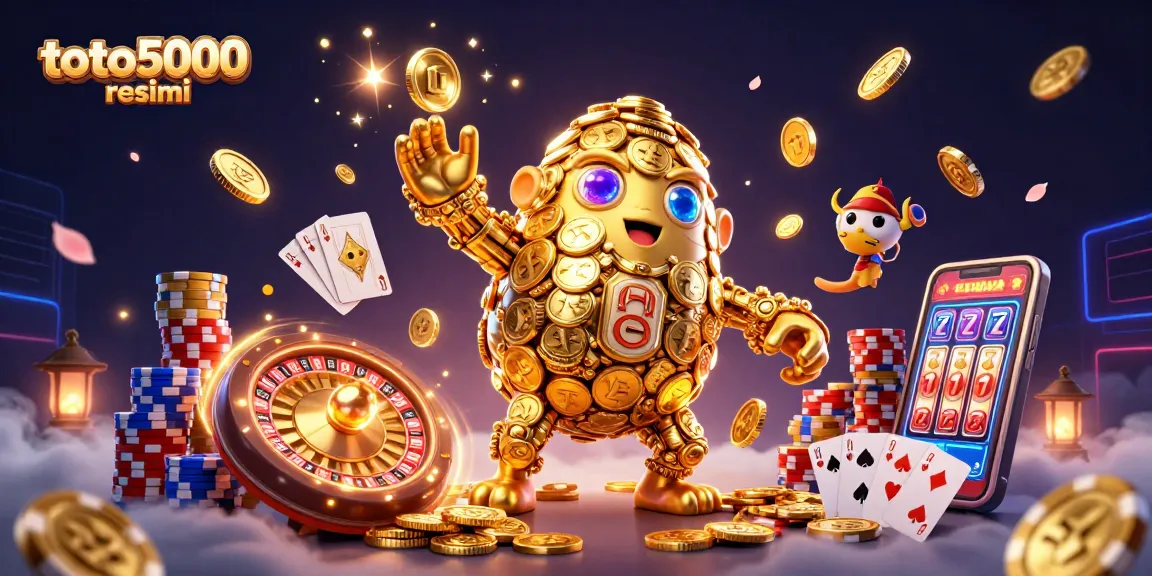 Spin the excitement with toto5000 resmi in this vibrant 3D casino scene filled with golden treasures.