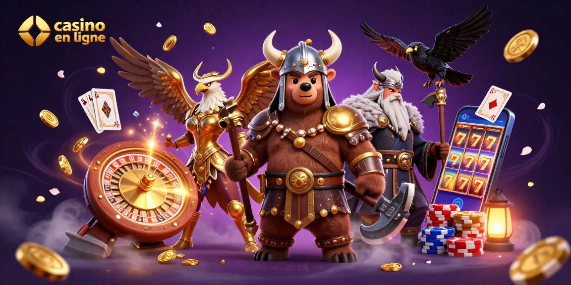 Jouez au casino en ligne avec un ours viking, un aigle valkyrie et des pièces d'or scintillantes.