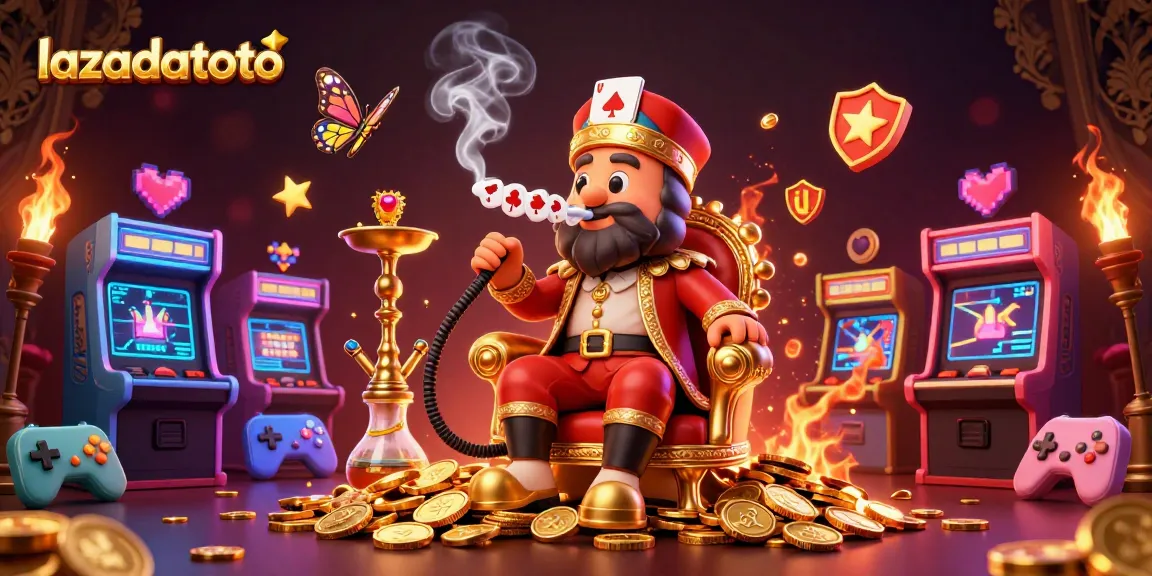 Lazadatoto menampilkan ilustrasi kasino dengan karakter unik dan elemen game menyenangkan.
