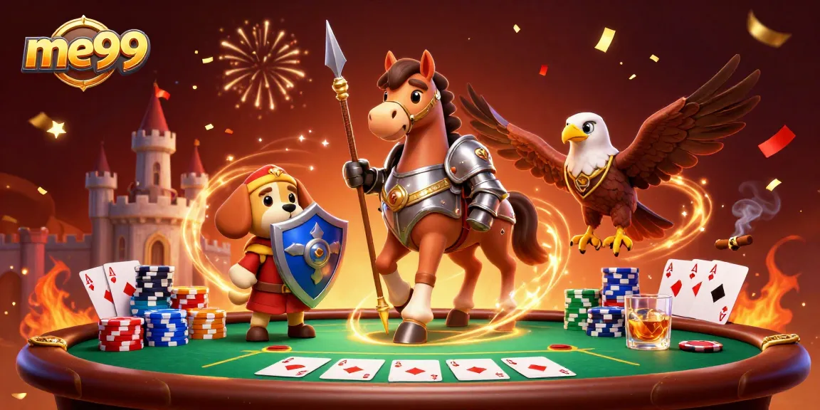 Experience the excitement of me99 casino with vibrant gaming characters and rich casino elements.