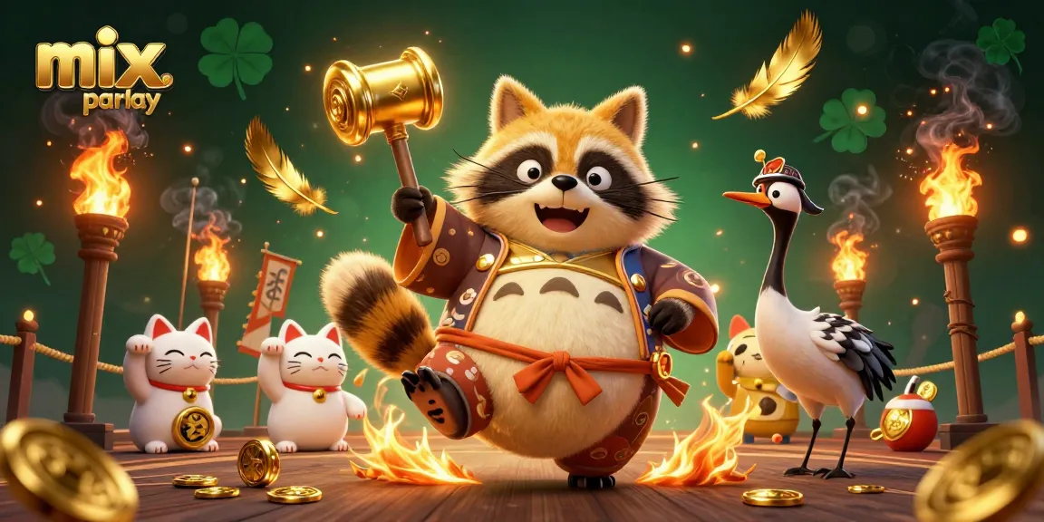 Menangkan mix parlay di kasino online dengan keberuntungan tanuki, kucing fortune, dan suasana meriah.
