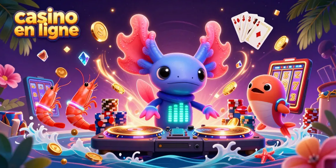 Vivez l'excitation d'un casino en ligne avec un DJ axolotl coloré et une fête sous-marine.