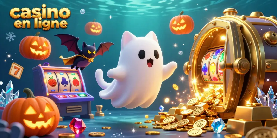 Visitez casino en ligne avec un chat fantôme fantaisiste dans un monde de jeux animés.