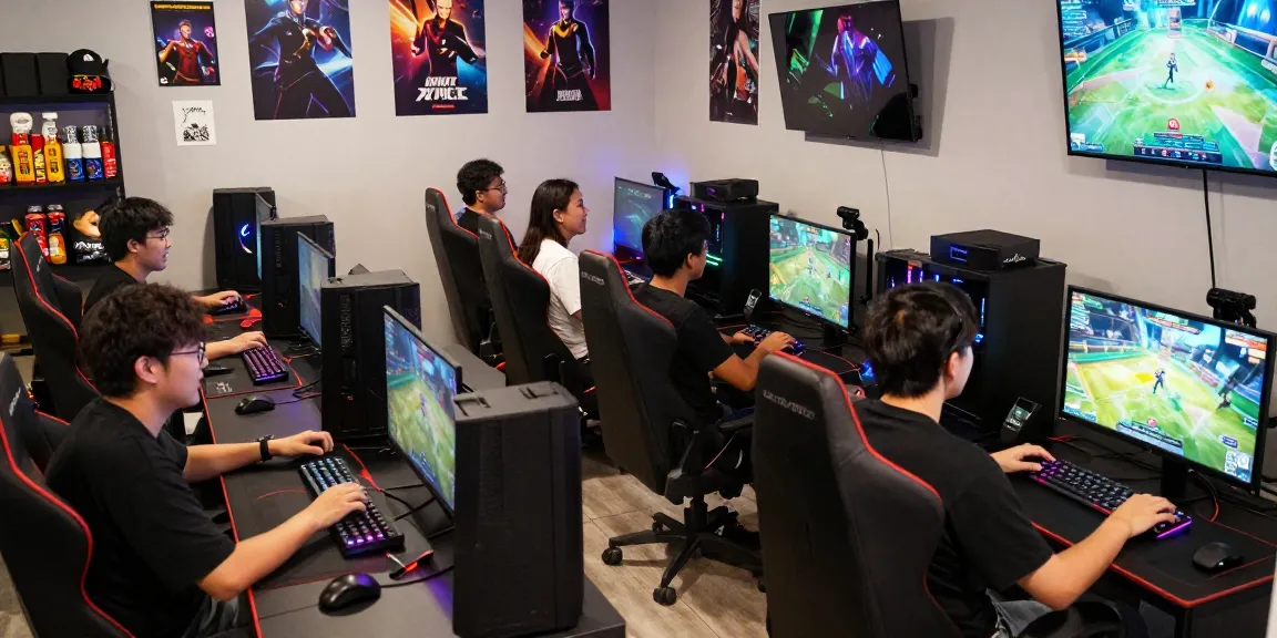 Exciting gaming session at 7meter with enthusiastic players immersed in multiplayer action.