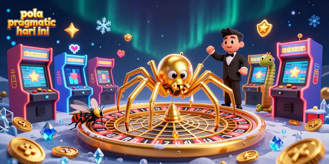 Engage in pola pragmatic hari ini with a golden web roulette scene featuring a nervous fly and centipede croupier.