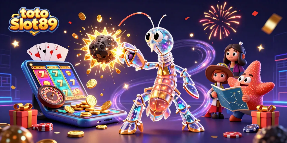 Engage with toto slot89 through an exciting 3D galaxy-inspired scene with slot elements and vibrant celebrations.