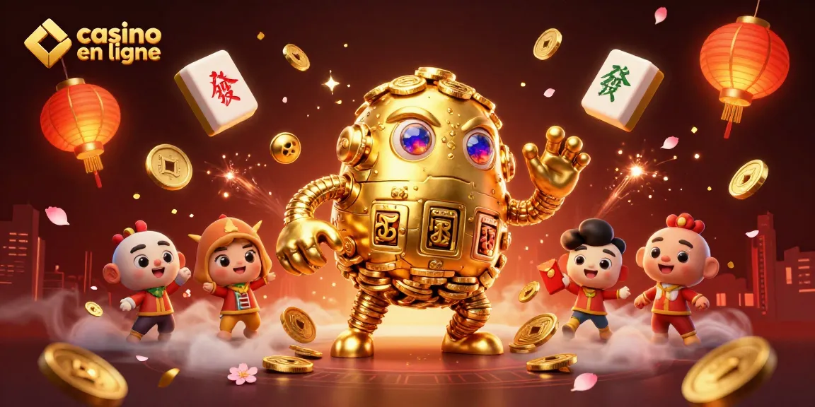 Découvrez la magie des jeux dans ce casino en ligne vibrant avec un golem en or et des éléments de jeu dynamique.