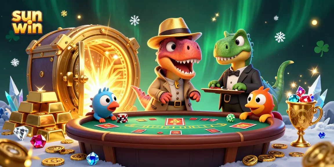 Experience the thrill of sun win at a vibrant blackjack table with 3D cartoon characters in action.