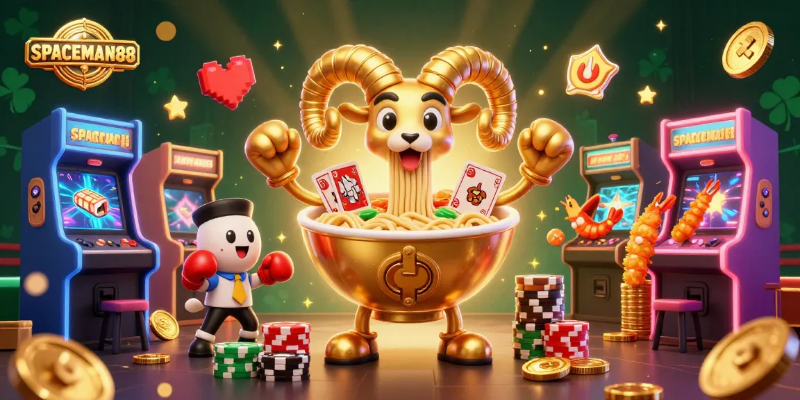 Engage in SPACEMAN88’s casino experience with vibrant characters, glowing game elements, and an energetic atmosphere.