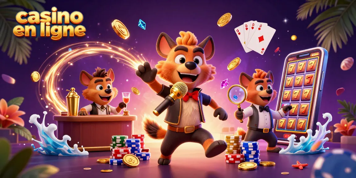 Vivez l'excitation du casino en ligne avec des hyènes animées au bar et sur scène, des jeux étincelants.
