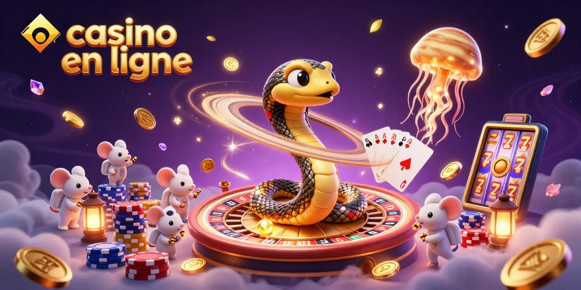 Le casino en ligne prend vie avec un serpent Saturne et des astronautes mignons pariant sur la roulette.