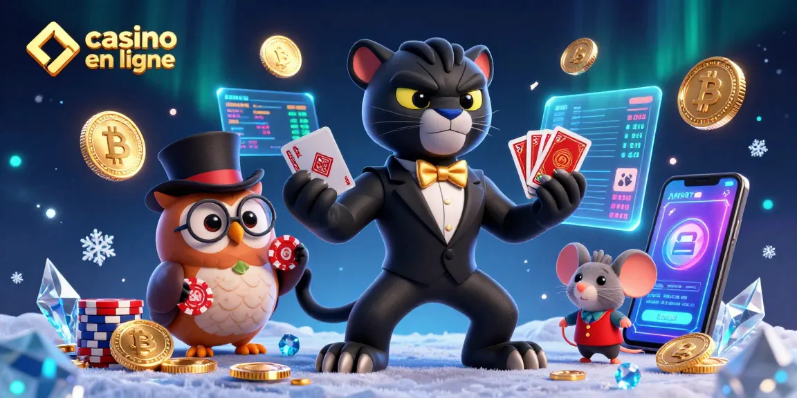 Jouez au casino en ligne avec des cartes élégamment distribuées par un panthère en smoking.
