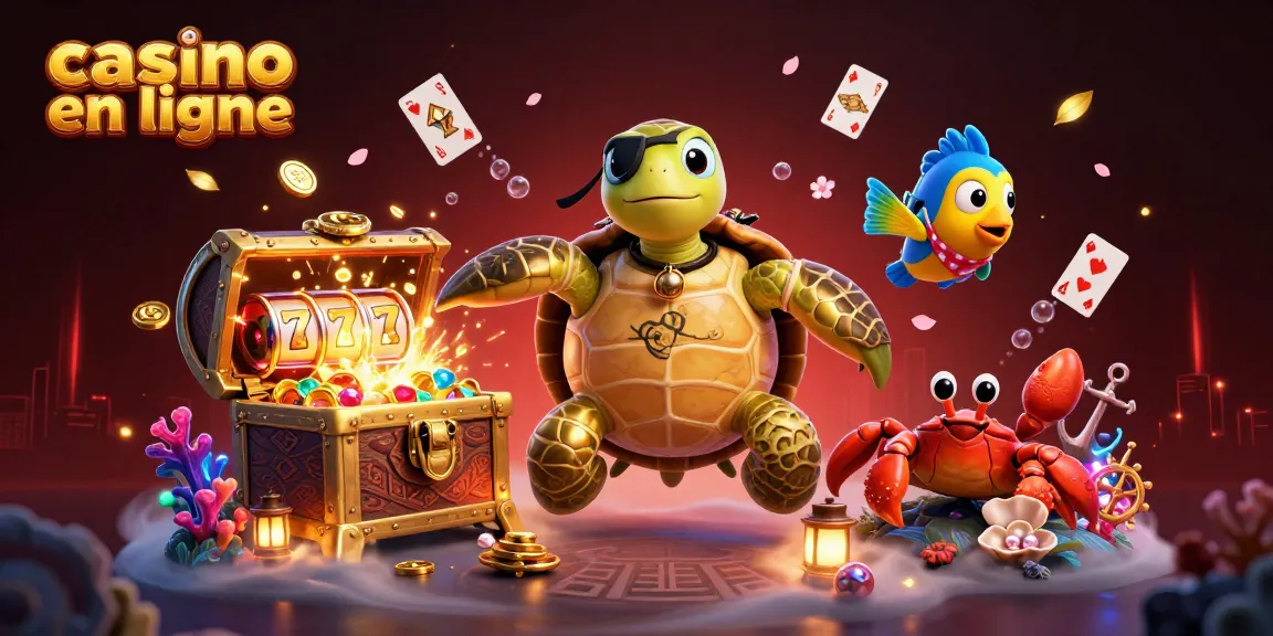 Engagez-vous dans le monde palpitant du casino en ligne avec des personnages marins entourés de trésors.